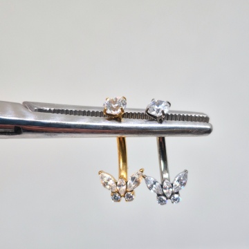 Belly Barbell butterfly  (gold) 