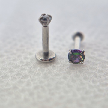 midnight black labret (silver) 3mm