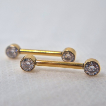 Double gem nipple barbells 
