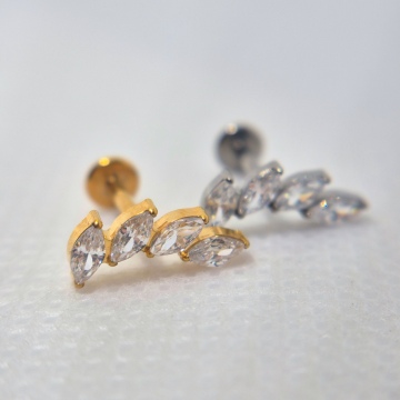 Curved gem lead labret (silver)